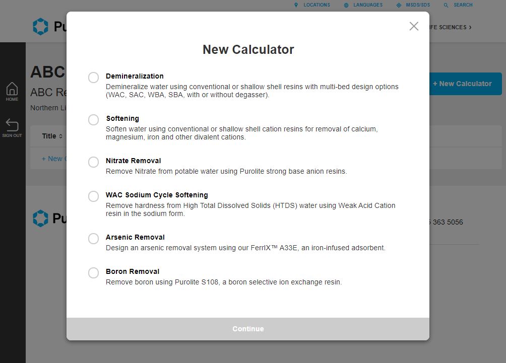 New Calculator chooser pop up